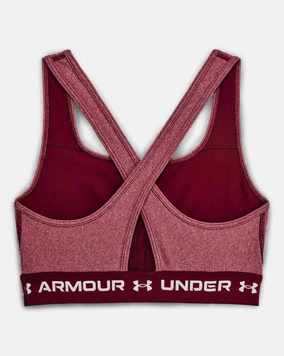 Women's Armour® Mid Crossback Heather Sports Bra, Red, pdpMainDesktop image number 9